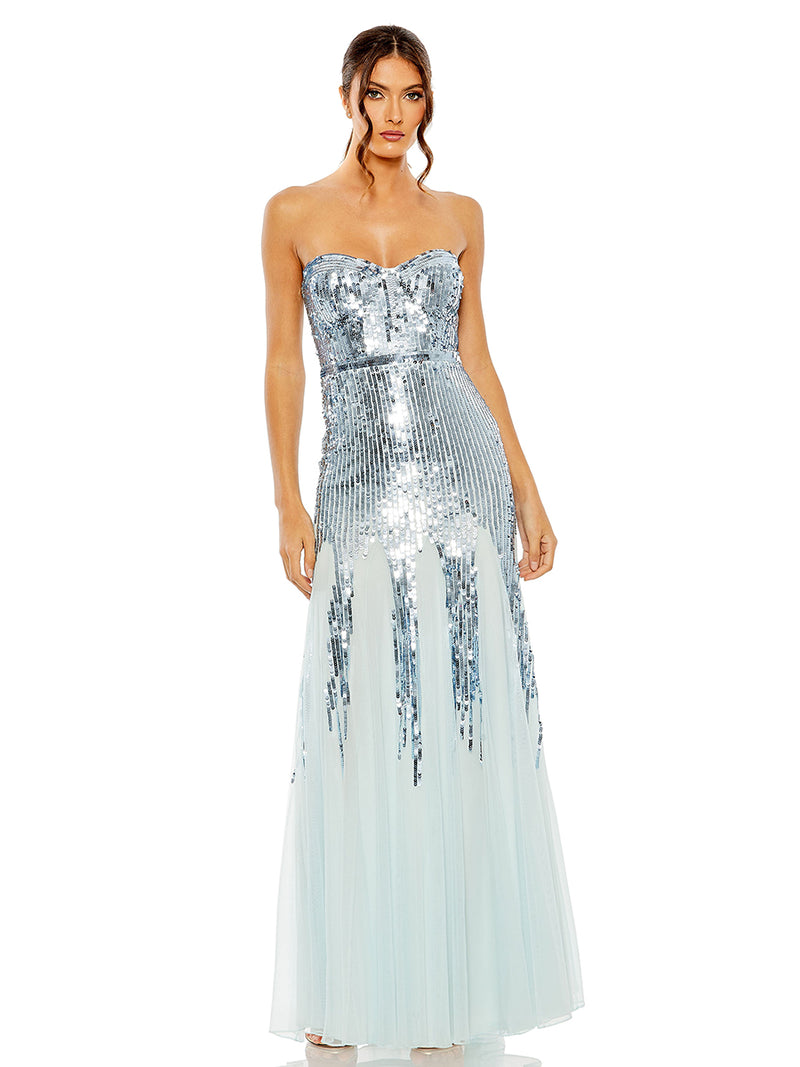Sleeveless Sequin Mesh Gown
