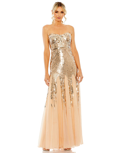 Sleeveless Sequin Mesh Gown