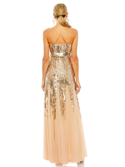 Sleeveless Sequin Mesh Gown