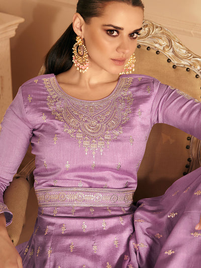 Light Mauve Designer Premium Silk Gown