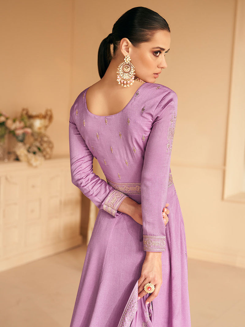 Light Mauve Designer Premium Silk Gown