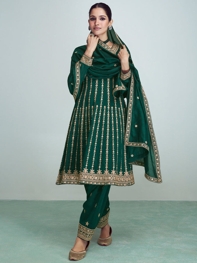 Sherwood Green Designer Premium Silk Salwar Suit