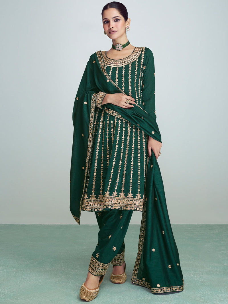 Sherwood Green Designer Premium Silk Salwar Suit