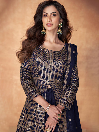 Midnight Blue Designer Georgette Salwar Suit