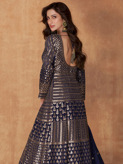 Midnight Blue Designer Georgette Salwar Suit