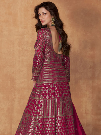 Raspberry Pink Designer Georgette Salwar Suit