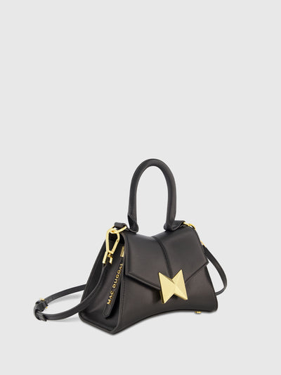 Angular Mini Leather Handbag With Gold Hardware