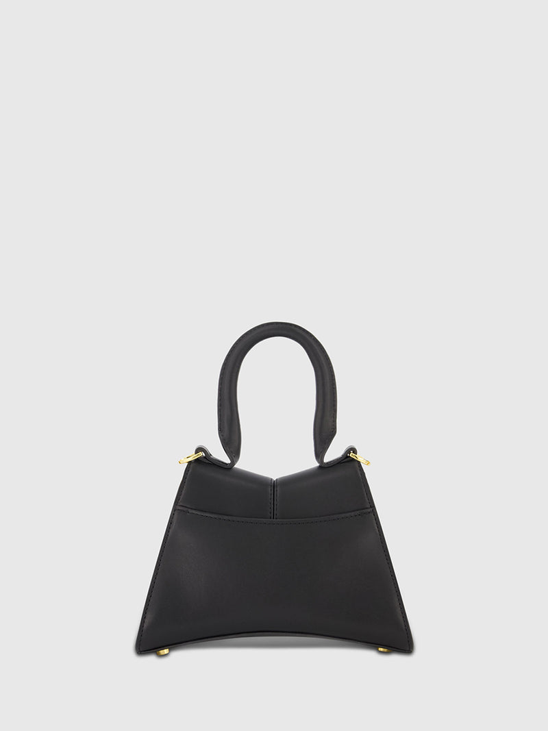 Angular Mini Leather Handbag With Gold Hardware