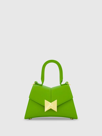 Angular Mini Leather Handbag With Gold Hardware