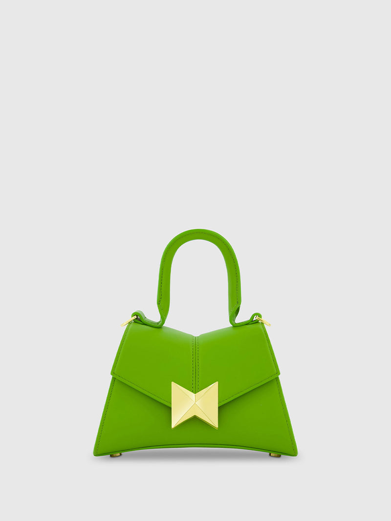 Angular Mini Leather Handbag With Gold Hardware