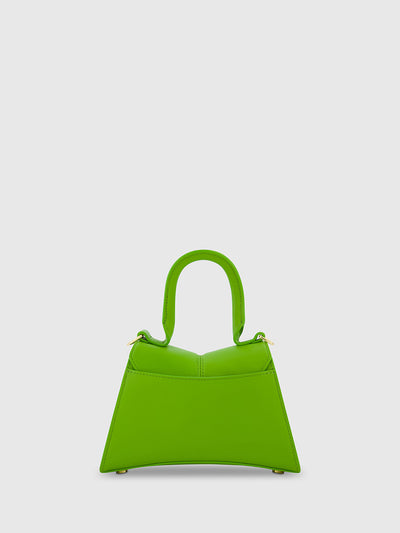 Angular Mini Leather Handbag With Gold Hardware