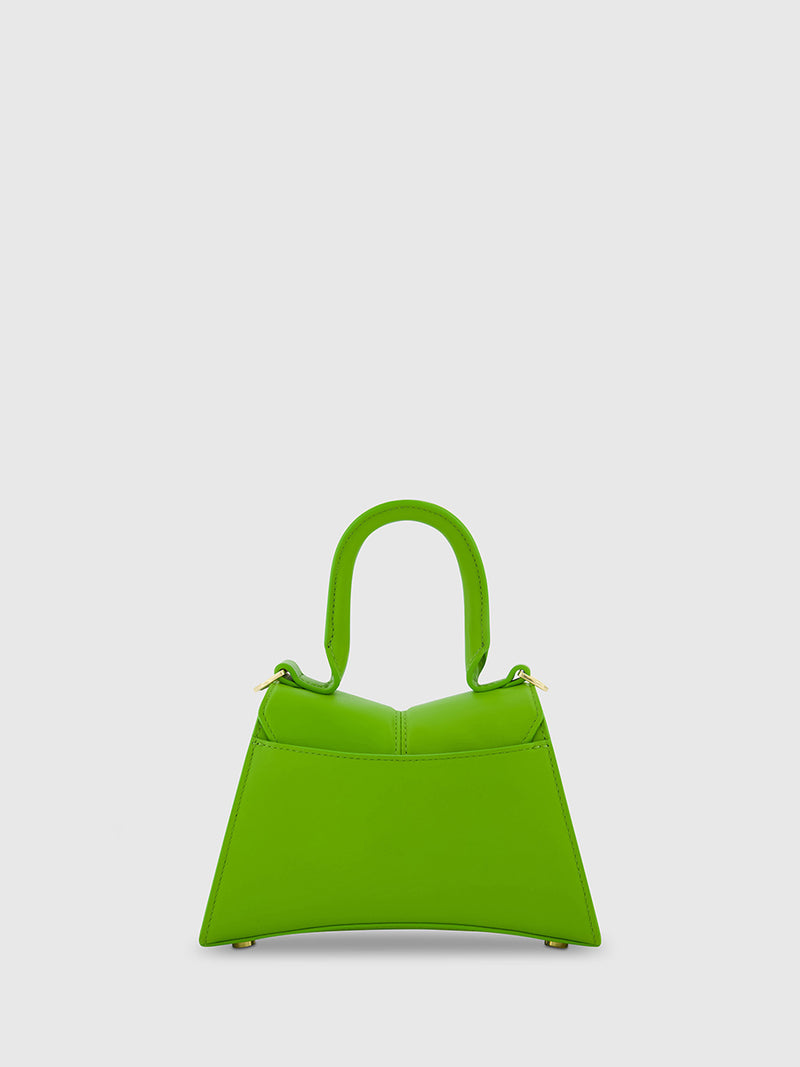 Angular Mini Leather Handbag With Gold Hardware