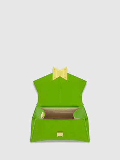 Angular Mini Leather Handbag With Gold Hardware