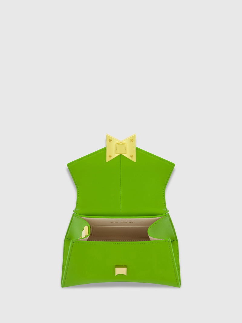 Angular Mini Leather Handbag With Gold Hardware