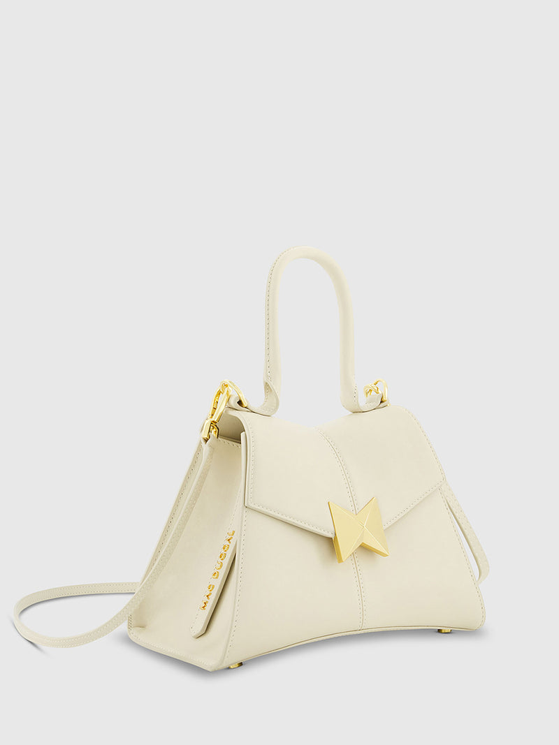 Angular Small Leather Handbag With Gold Hardware