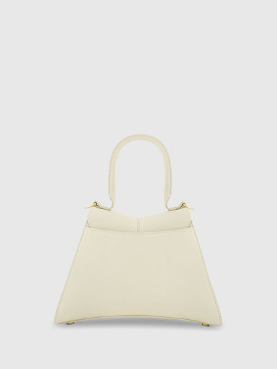 Angular Small Leather Handbag With Gold Hardware