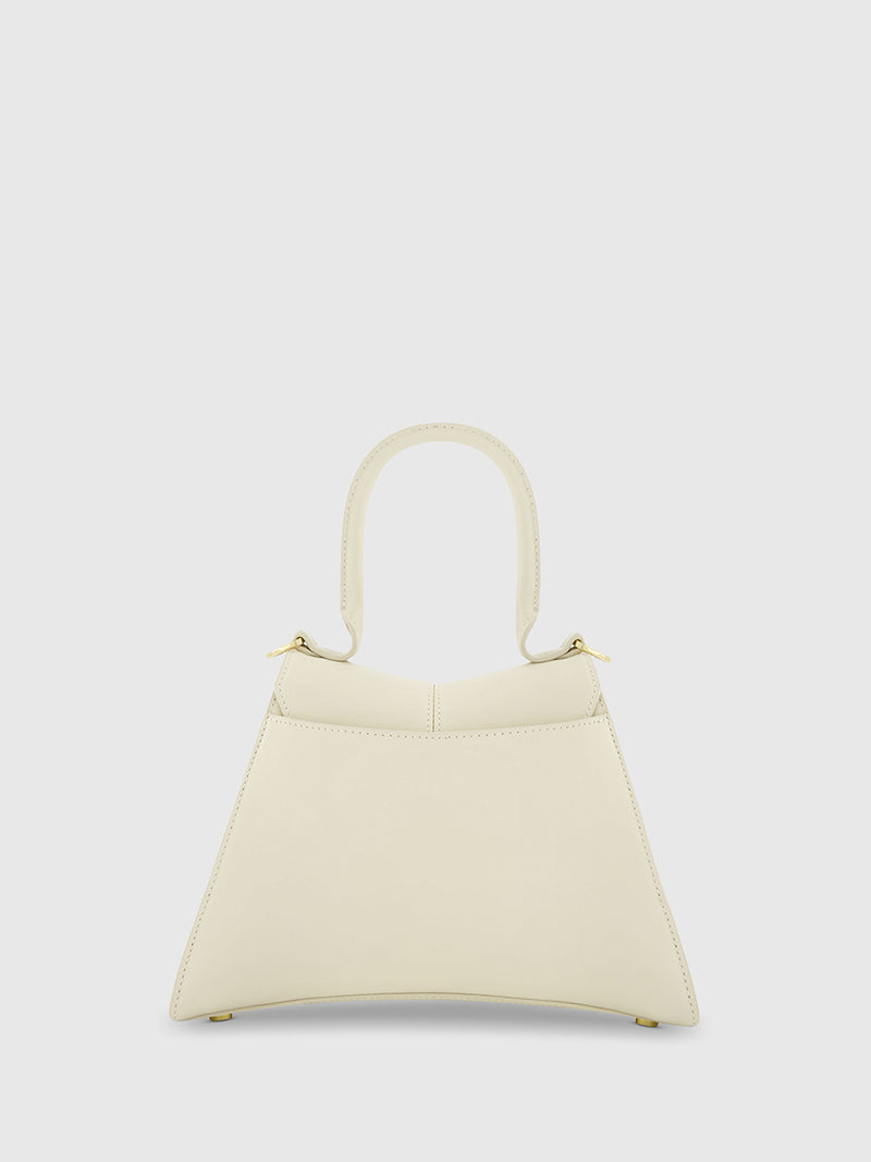Angular Small Leather Handbag With Gold Hardware