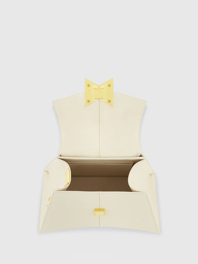 Angular Small Leather Handbag With Gold Hardware