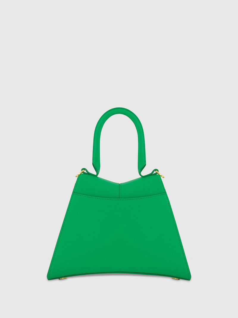 Angular Small Leather Handbag With Gold Hardware