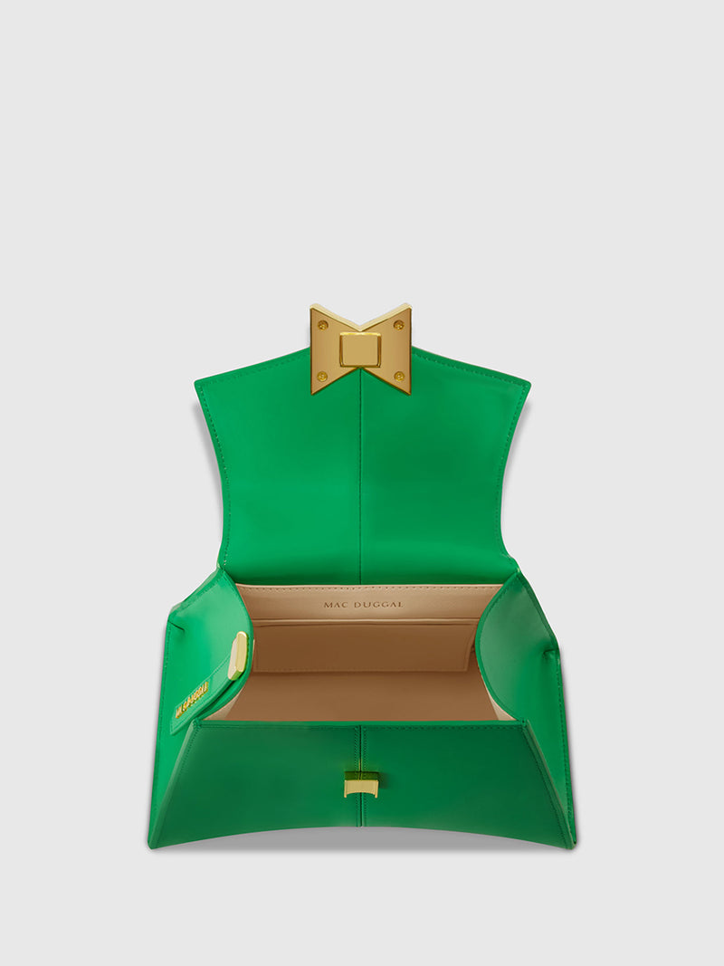 Angular Small Leather Handbag With Gold Hardware