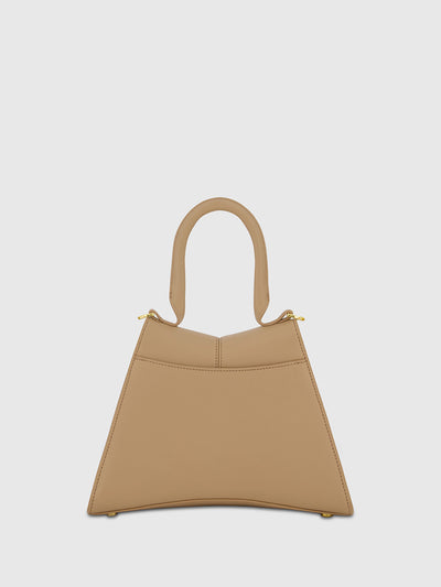Angular Small Leather Handbag With Gold Hardware