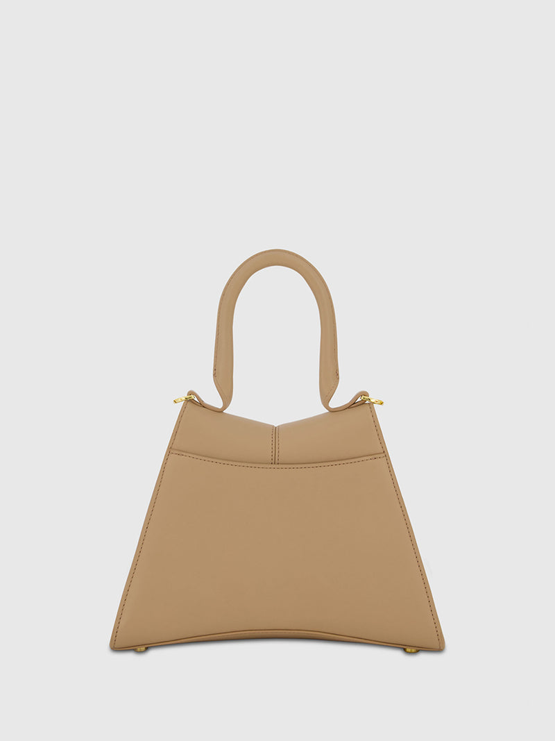 Angular Small Leather Handbag With Gold Hardware
