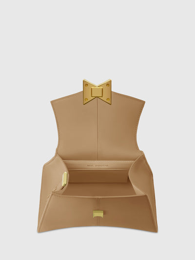 Angular Small Leather Handbag With Gold Hardware