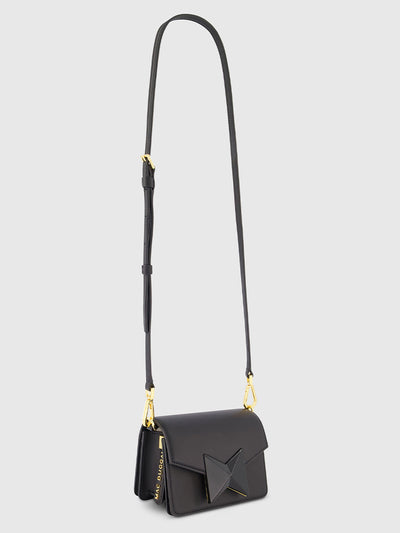 Black Mini Leather Tone On Tone Crossbody Bag