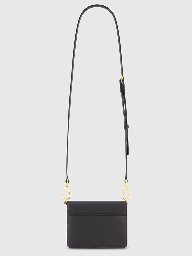 Black Mini Leather Tone On Tone Crossbody Bag