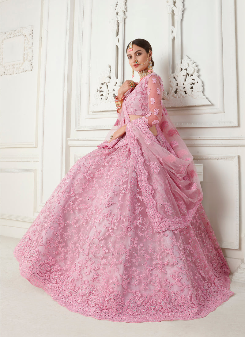 Sherry Pink Floral Party Lehenga