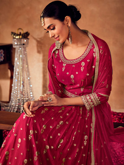 Priya Ravishing Red Jacquard Gown