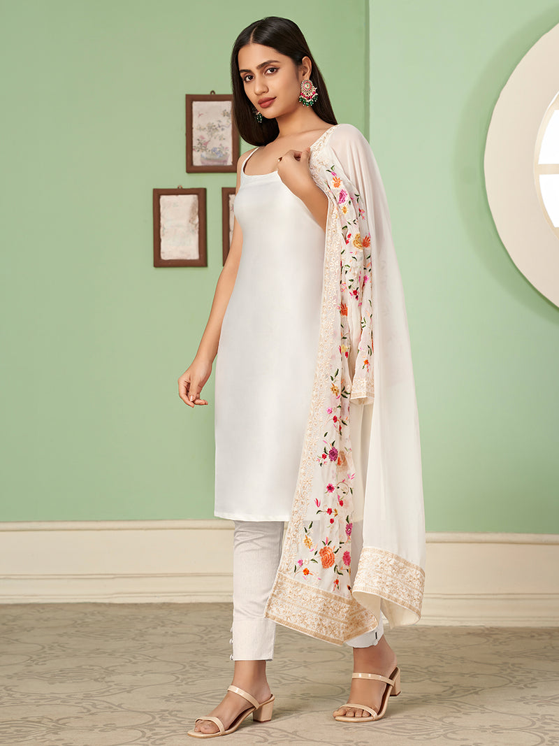 Off-White Designer Georgette Salwar Suit