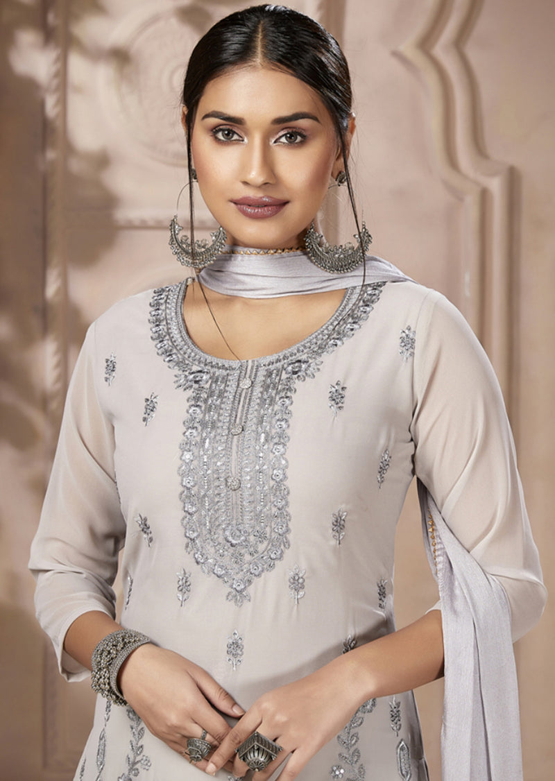 Shaliza Sliver  Georgette Salwar Suit with Heavy Embroidery