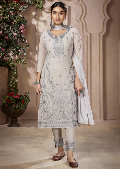 Shaliza Sliver  Georgette Salwar Suit with Heavy Embroidery