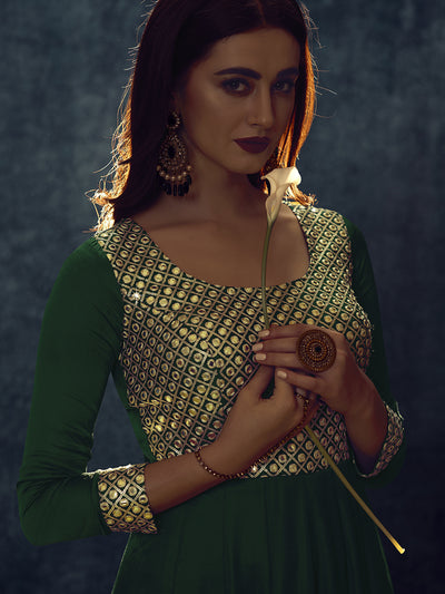 Fazeena Dark Green and Gold Gown
