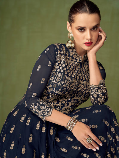 Sherry Exquisite Navy Blue Gown