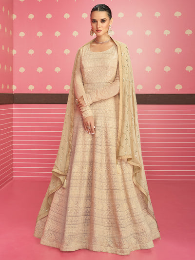 Peach Designer Georgette Anarkali Gown