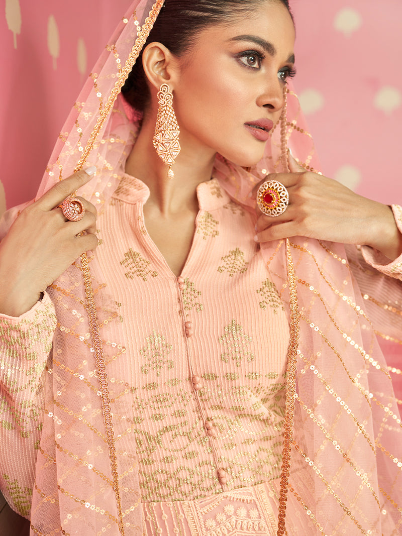 Light Pink Designer Georgette Anarkali Gown