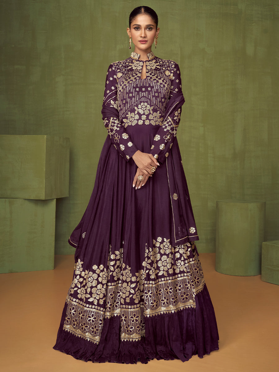 Fazeena Purple and Silver Gown – Rabina Baksh