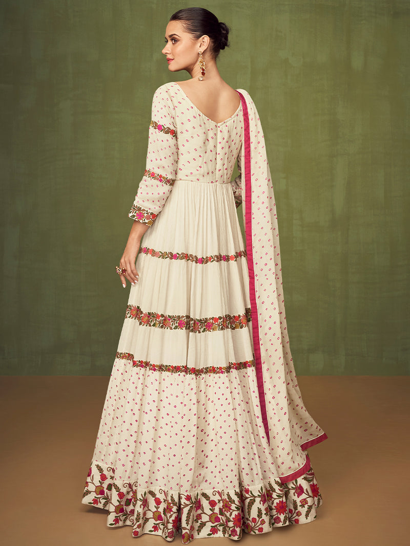 Fazeena Pearl and Floral White Gown