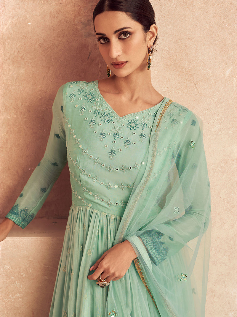 Sabrina Green Ombr Designer Georgette Gown Rabina Baksh Sabrina Green Ombr Designer Georgette Gown Rabina Baksh