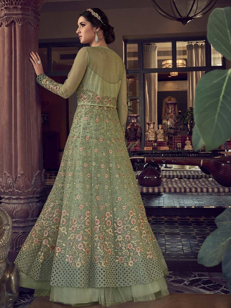 Farah Sage Green Floral Gown