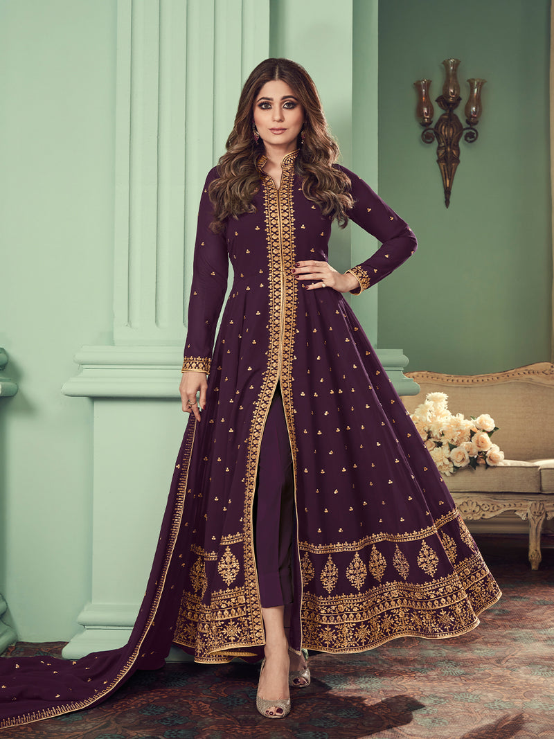 Farah Purple And Gold Gown