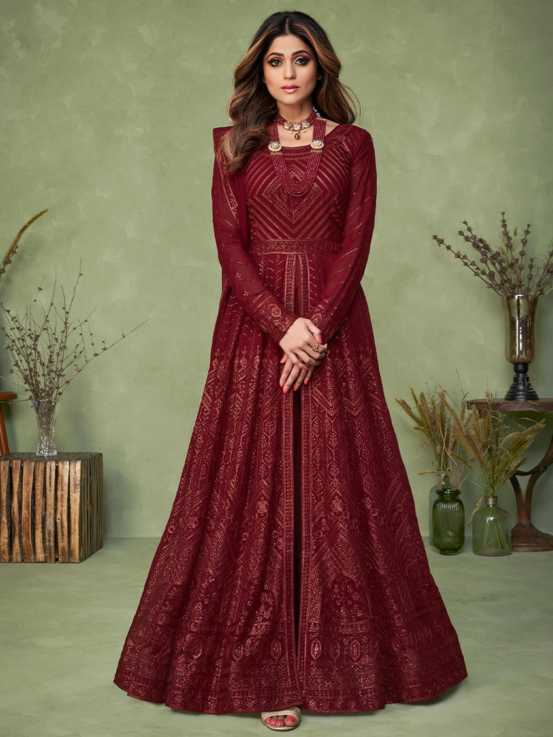 Sarah Red Embroidered Gown